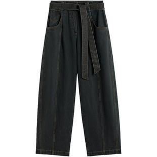 EXCEPTION例外女装秋冬款裤子沐凡牛仔斜插口袋设计直筒长裤女裤