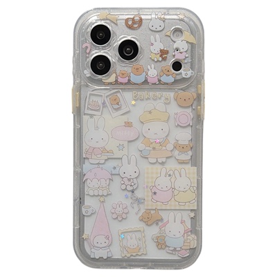 jze 日韩透明可爱卡通米菲插画适用苹果17ProMax手机壳iphone15新款16pro女款13超好看15pro全包防摔保护套14
