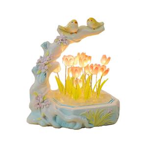 花鸟郁金香花海小摆件书房装饰