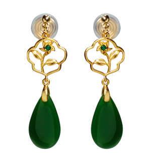 无耳洞新中式复古雅致兰花水滴国风蚊香盘耳夹气质耳钩耳环女耳饰