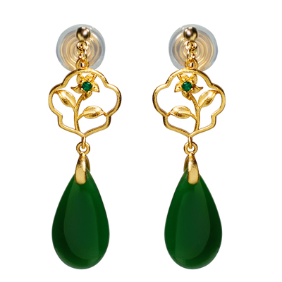 雅致兰花水滴国风无洞蚊香盘耳夹