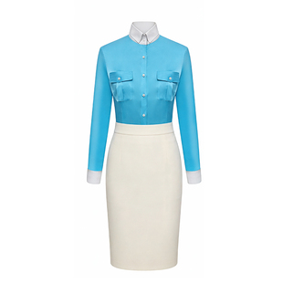 空姐职业装女空乘制服面试长袖衬衫前台收银美容院衬衣工作服套装