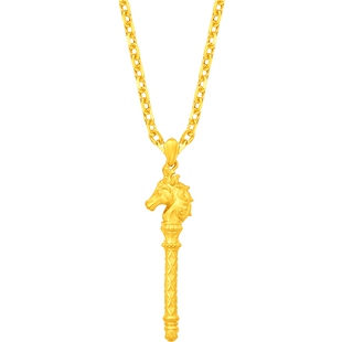 【节日礼物】周大福马年生肖三合马虎狗权杖足金黄金吊坠多款计价