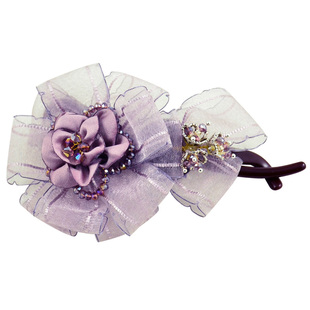 31街八字扭夹盘发布艺绢纱花朵发夹香蕉夹甜美气质横夹头饰发饰女