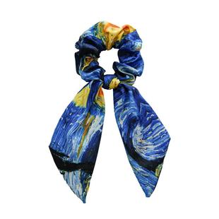 发饰女新款野玫瑰梵高飘带大肠发圈星空缎面油画发带头绳皮筋发绳