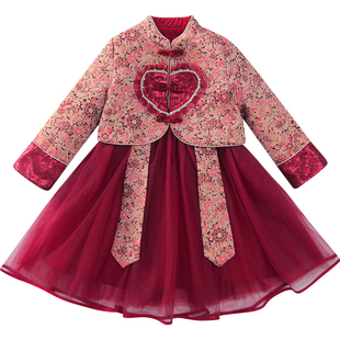 女童汉服中国风公主裙儿童冬装2025新款洋气小女孩古风网纱套装裙