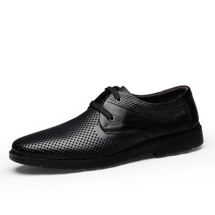 奥康皮鞋男款夏季透气薄款镂空男鞋真皮男士新款商务休闲皮凉鞋男
