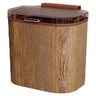 垃圾桶家用厨房客厅带盖新款木纹大容量壁挂式厨余卫生间纸篓厕所