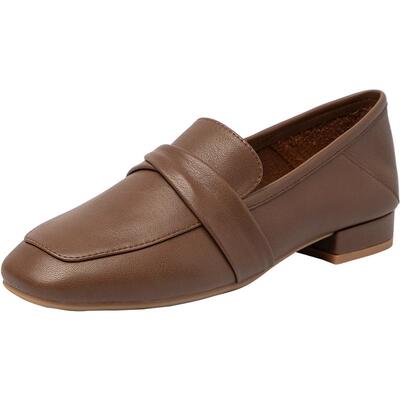 Bata乐福鞋女春新款英伦风牛皮通勤百搭慕斯鞋一脚蹬42057CA4