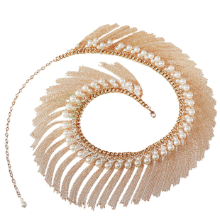 魅姿媛 新款肚皮舞腰链珍珠钻链 加密流苏甩链练习服腰封演出服饰