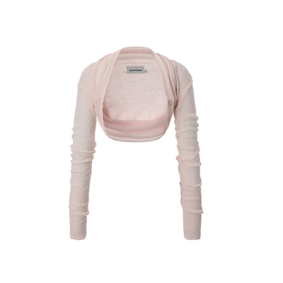 threetimes2025新款修身短款针织披肩开衫外搭罩衫小坎肩上衣女秋