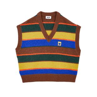 绫致MLMR多巴胺穿搭女条纹针织背心甜辣小上衣糖果色马甲百搭