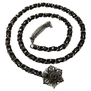 韩版时尚连衣裙装饰金属细腰带女花朵大码配皮草简约复古腰链加长