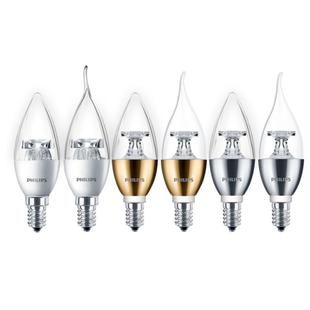 飞利浦led蜡烛灯泡e14小螺口尖泡拉尾水晶吊灯家用照明光源10只装