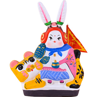 吉兔坊北京兔儿爷石膏白坯手工制作diy兔爷泥塑摆件绘画体验材料