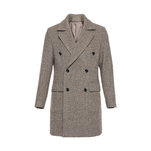 冬款新品callisto2025冬新品进口羊毛混纺条纹中长款男士大衣