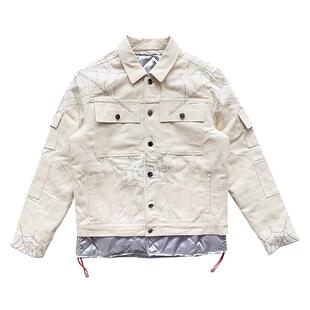 Young Thug明星同款 Sp5der 555555 Denim Jacket水钻牛仔外套3色