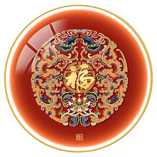 灯画福字挂画玄关装饰画入户正对门中式led发光画圆形客厅过道画