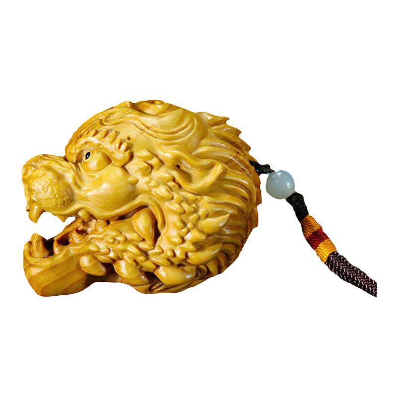 黄杨木雕手把件安宅护主神兽饕餮