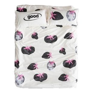 美好商店at home四件套{黑巴克草莓}原创手绘图案全棉100s家纺