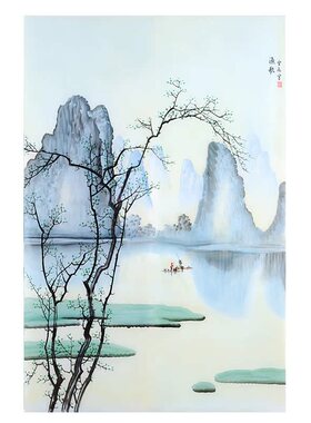 新中式风走廊过道客厅装饰画定制