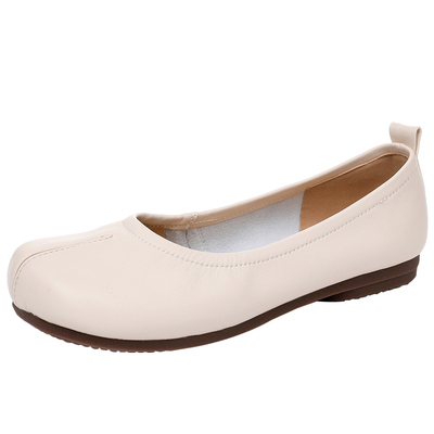 真皮单鞋女夏季新款瓢鞋软底超软羊皮鞋不累脚妈妈鞋一脚蹬豆豆鞋