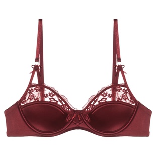 维多利亚多培尔法式缎面蕾丝内衣女性感聚拢上托大胸显小红色文胸