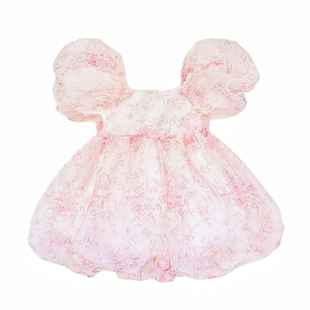 女童连衣裙夏季2025新款儿童甜美花苞公主裙小女孩夏天小碎花裙子