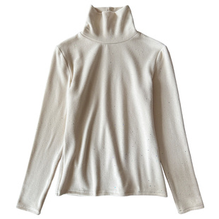 秋冬堆堆领高领德绒打底衫女内搭长袖保暖双面绒亮闪闪洋气小衫女