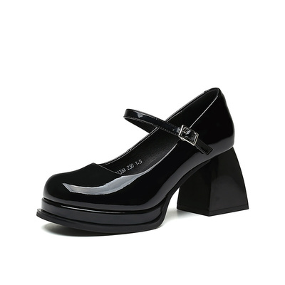 玛丽珍鞋优雅时尚粗跟高跟