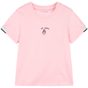 暇步士童装儿童T恤女童透气短袖夏装新款柔软圆领衫男童休闲半袖