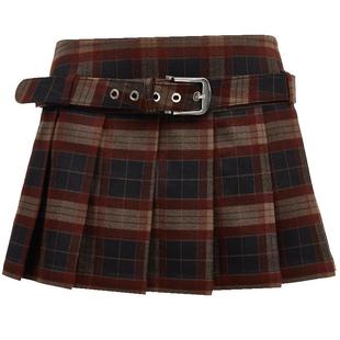 Vero Moda短裙25夏季新款低腰迷你裙格纹腰带半身短裙325116002