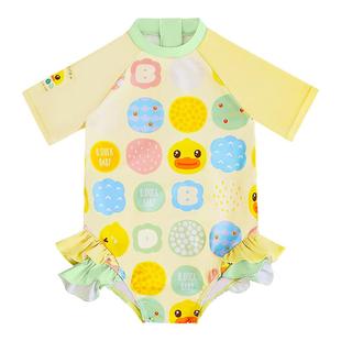 B.Duck女童泳衣儿童宝宝1岁小童a类新款婴幼儿连体泡温泉游泳装备