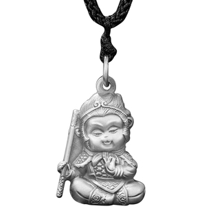 男童项链长款纯银孙悟空吊坠男孩儿童首饰生日礼物男生款毕业礼物