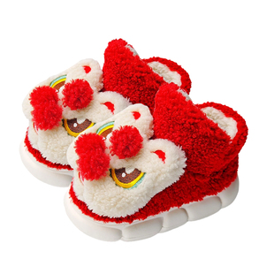 醒狮棉拖鞋女冬季包跟外穿室内家居复古国潮保暖慈溪毛绒棉鞋男士