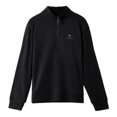 骆驼男装半拉链卫衣男秋冬季2025新款长袖t恤德绒打底衫休闲上衣