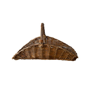 ins中古乡村柴火筐藤编手提式采摘篮柴篮壁炉木柴收纳篮收纳筐