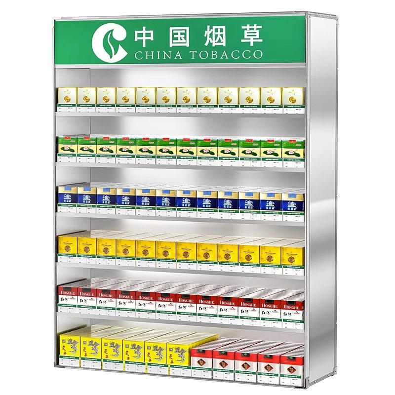 超市铝合金自动推烟器挂墙烟柜