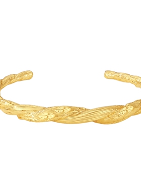 【人气推荐】OOAK流金油画肌理典雅质感原创设计麻花手镯女中古