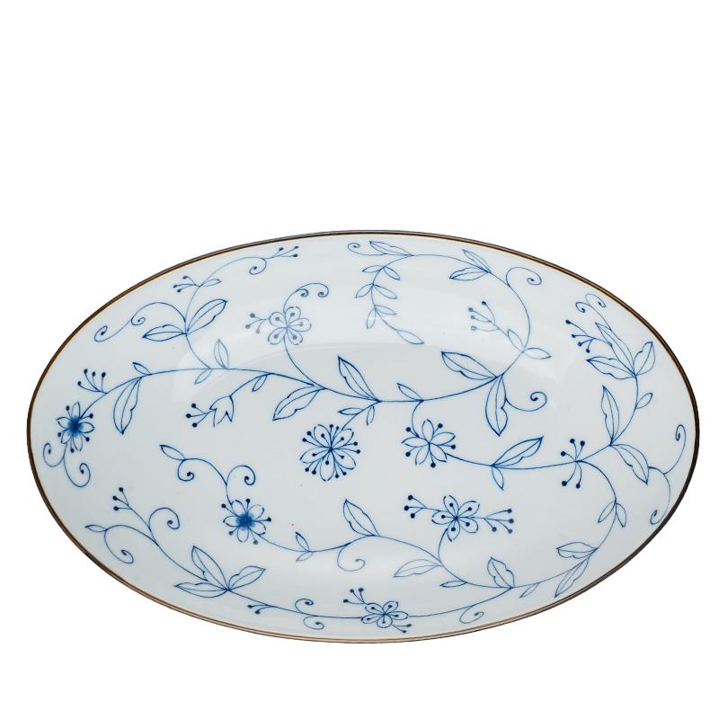 MinoYaki美浓烧 唐草餐具日本进口釉下彩米饭碗简约青花瓷盘子