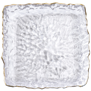 水果盘玻璃甜品盘创意金边沙拉碗家用客厅茶几零食糖果盘轻奢果盘