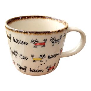 现货日本进口美浓烧陶瓷家用马克杯复古俏皮猫咪水杯牛奶杯茶杯