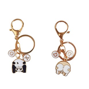 可爱国宝熊猫柯基狗狗字母名字定制情侣闺蜜合金挂件钥匙扣圈包挂