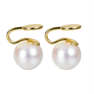大珍珠耳夹耳钉akoya无耳洞女蚊香盘正圆高级感爆款气质复古耳饰
