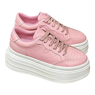 真皮超轻8-10cm厚底隐形内增高2025新款爆款小个子松糕小粉鞋女鞋