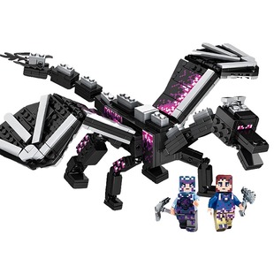 我的世界系列决战末影龙人仔山洞儿童益智拼装玩具积木男孩子礼物