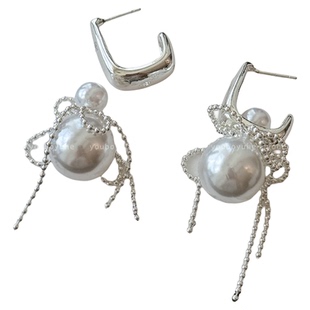 两戴式~珍珠流苏耳环女轻奢高级感气质银针耳钉小众独特贵气耳饰
