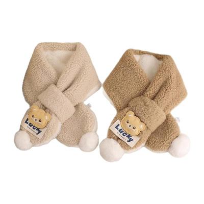 儿童围巾冬季保暖防寒可爱小熊加绒护颈脖套女童男孩宝宝毛绒围脖