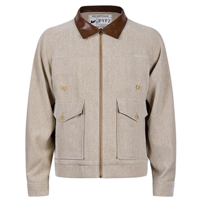 平圆方中米灰色绒感哈林顿夹克男