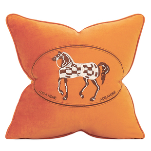 北欧沙发抱枕轻奢客厅高档床头靠枕橙色靠背靠垫美式抱枕套不含芯